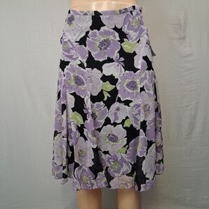 Karen Kane Lavender Floral Skater Skirt on Black